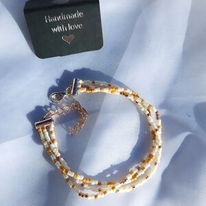 Handmade Rose Gold 3 Strand Seed Bead Bracelet